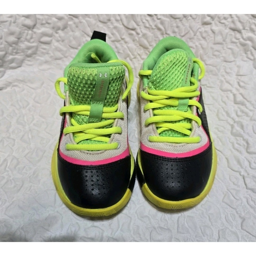 Under Armour Steph Curry 'White High-Vis Neon Youth Basketball Shoes Size 10.5 K - Picture 5 of 5